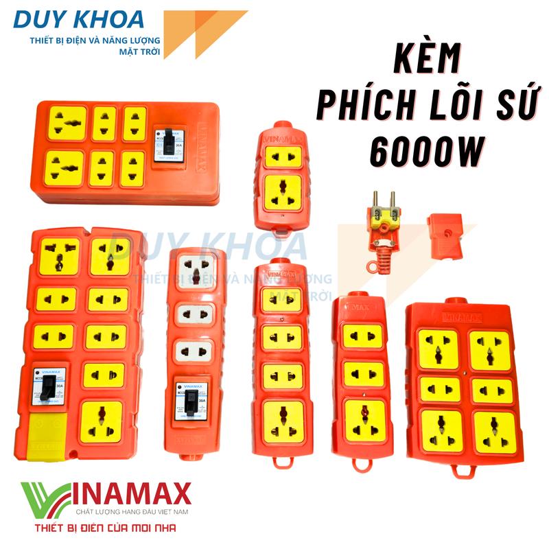 Combo Ổ cắm chịu tải lõi sứ không dây đi kèm phích lõi sứ 6000W Vinamax chống cháy chống va đập có lõi sứ đảm bảo an toàn khi sử dụng các thiết bị điện ổ cắm không dây đa năng