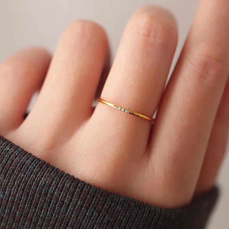 Product Introduction of Ht Japan Korea Ultra-Fine Titanium Dia Light Ins Style Stainless Steel Tail Ring Girls Accessories Non-Fade 3