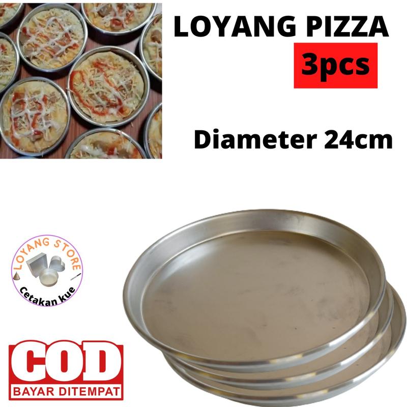 3 pcs Loyang pizza di berbagai macam ukuran Aluminium 4