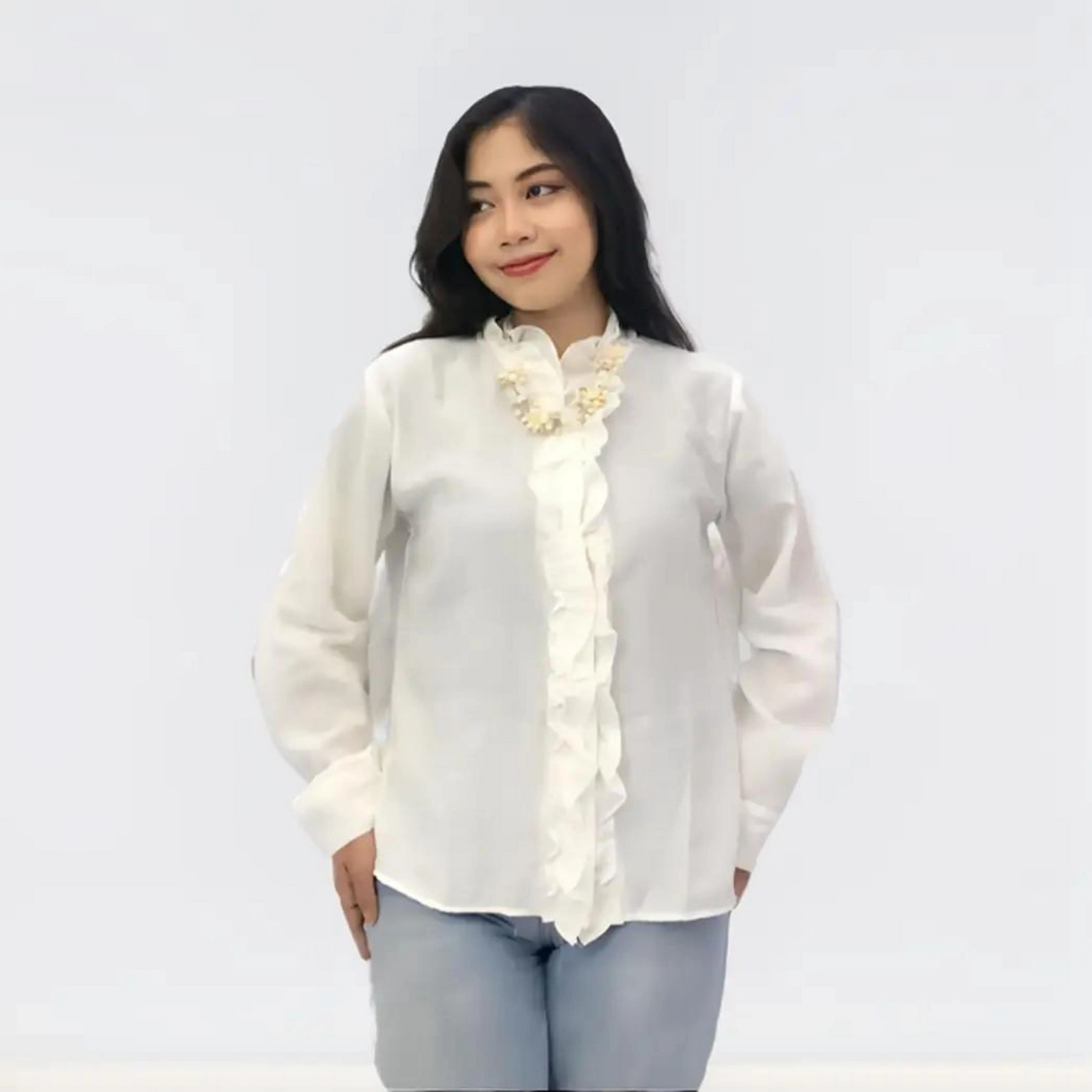 Blouse Putih Korean Style Wanita