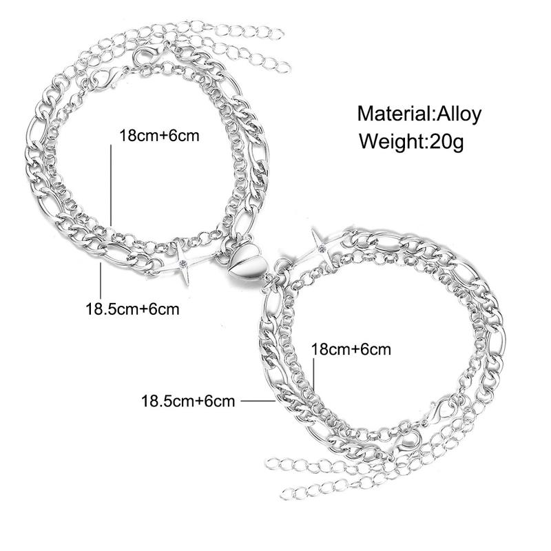 Product Introduction of Cross-Border Heart Cross Versatile Couple Bracelets Valentine's Day Magnetic Attraction Metal Couple Jewelry Wholesale projection bracelet 4