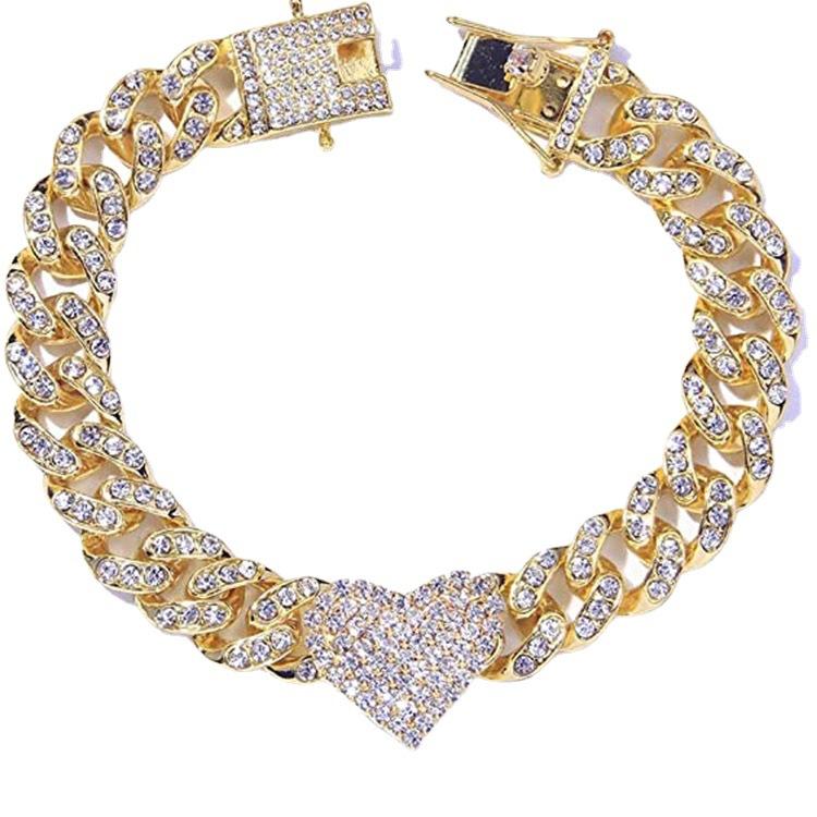 Cross-Border Diamond Heart-Shaped Cuban Anklet Fashion Trend New Anklet European Hip Hop Ornament Anklet 5