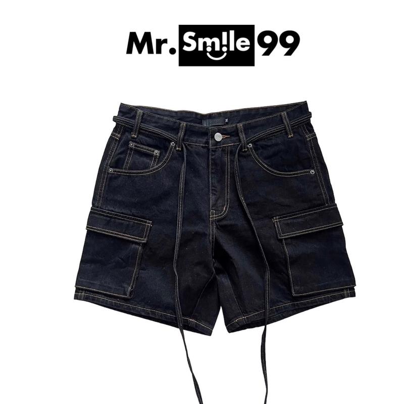 Quần Short Jean Túi Hộp Phối Dây Viền Chỉ Nổi Form Rộng Trên Gối Mr.Smile 99 Shop QN040 Nam Menswear