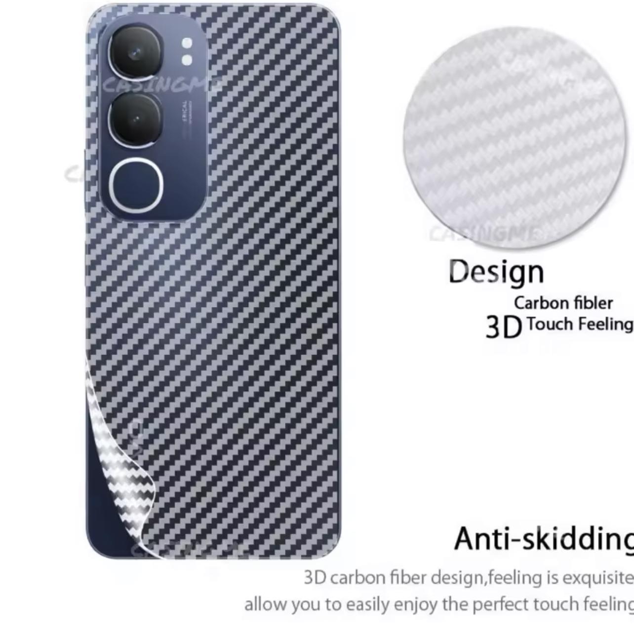 ฟิล์มหลัง สำหรับรุ่น Vivo Y19s 2024/Y29/Y28/Y39/Y04/V50/V40/V60/V60lite/V50lite/Y200 ลายเคฟล่า กันรอ