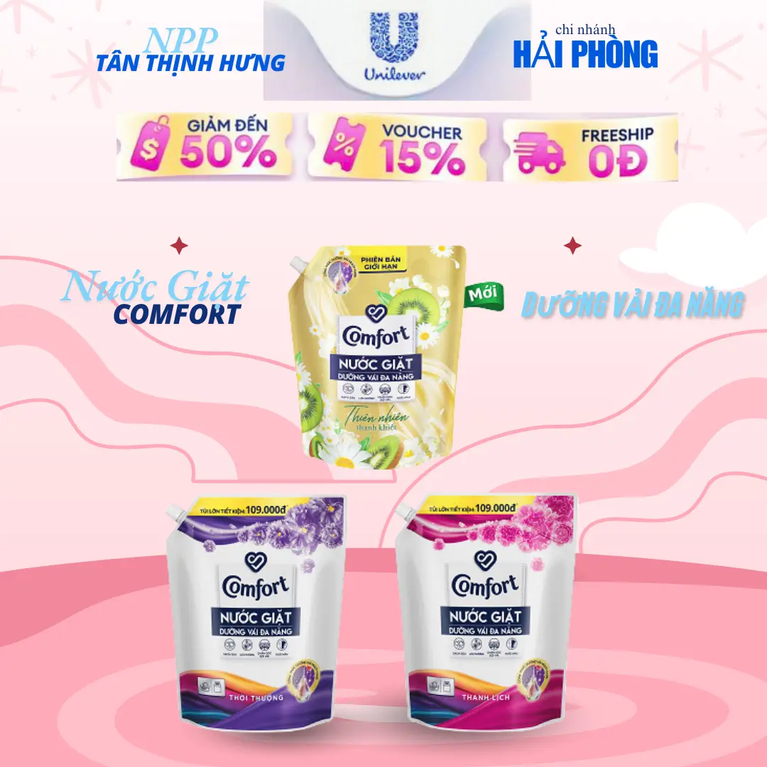 Nước Giặt Comfort Dưỡng Vải Đa Năng 3.0KG/ 3.6KG Sạch sâu, Lưu hương & Dưỡng vải