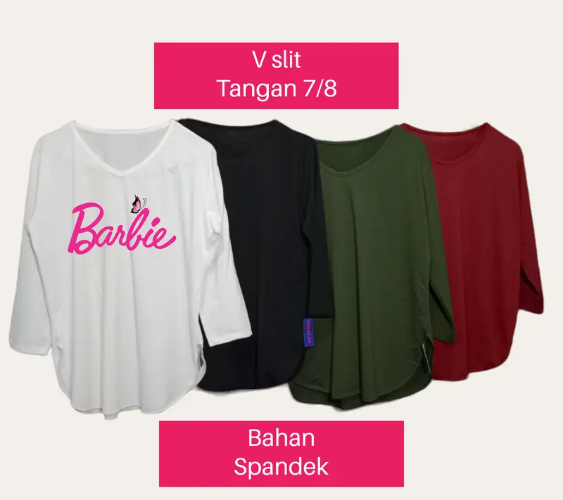 HOKKY JOY Kaos wanita Lengan panjang  Polos Spandek SOFT OVal Cewek Lembut Oval Basic Slit Wanita Panjang Oblong 2