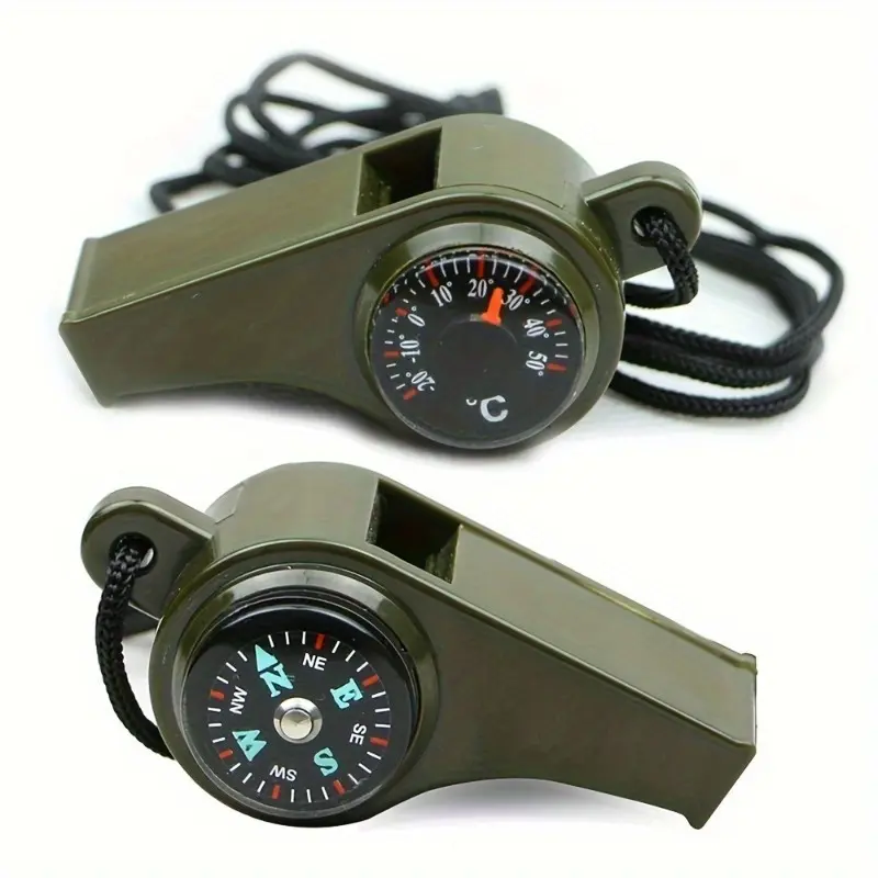 3-in-1 High-Decibel Survival Whistle with Compass & Thermometer Portable Lightweight for Camping Hiking Sports & Coaching