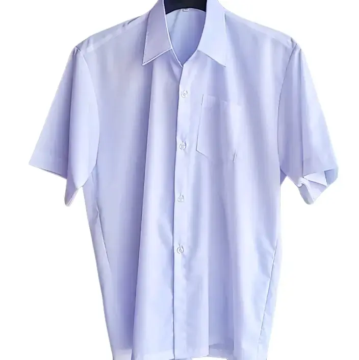 Áo Sơ Mi Nam Học Sinh Freesize dưới 65kg. Áo Sơ Mi Nam Vải Kate Silk Trắng Xanh Học Sinh Cấp 3