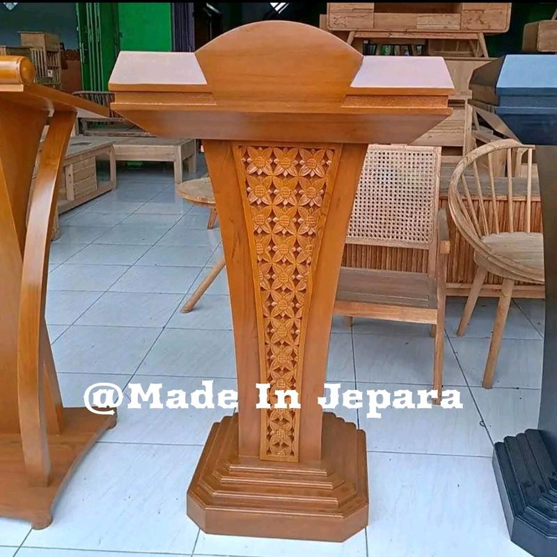 Product Introduction of Podium Pidato Minimalis Natural Jati Murah Furniture Kayu 1