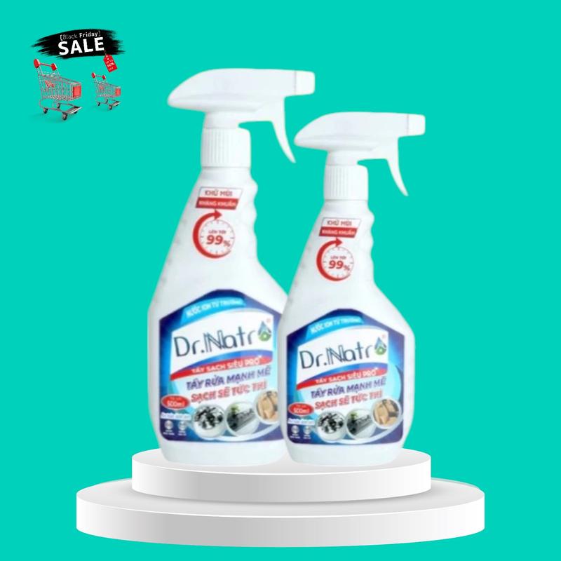 Combo 2 chai Tẩy Đa Năng Dr - Natro 500ml Tẩy xoong nồi Dầu Mỡ Mặt Bếp ga tường nhà bếp Làm Sạch nước bồn cầu giấy bạc chai  xịt  tẩy  rửa  đa  năng