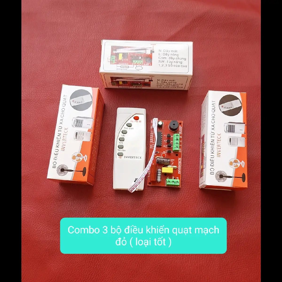 Combo 3 bộ điều khiển từ xa ( mạch đỏ ) loại tốt  IC 14 chân dùng để gắn quạt biến quạt thông thường thành quạt có điều khiển