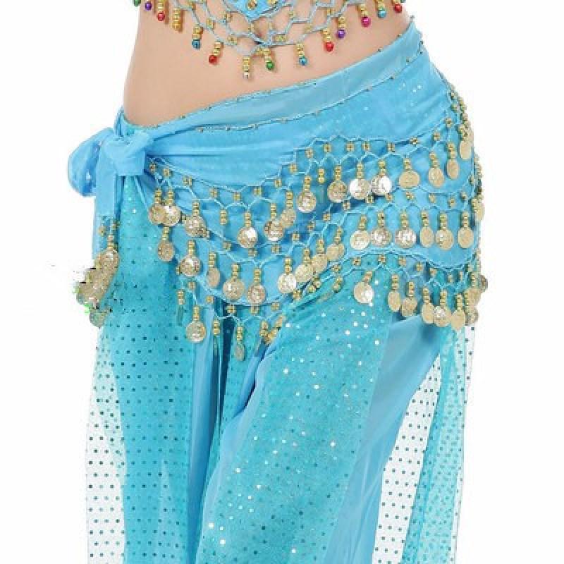 Product Introduction of Women Belly India Arab Dance Wrap Hip Scarf Accessories 3 Row Belt Dance Skirt With 98Pcs Gold Color Coins Ethnic Style Tassel Waist Chain 23