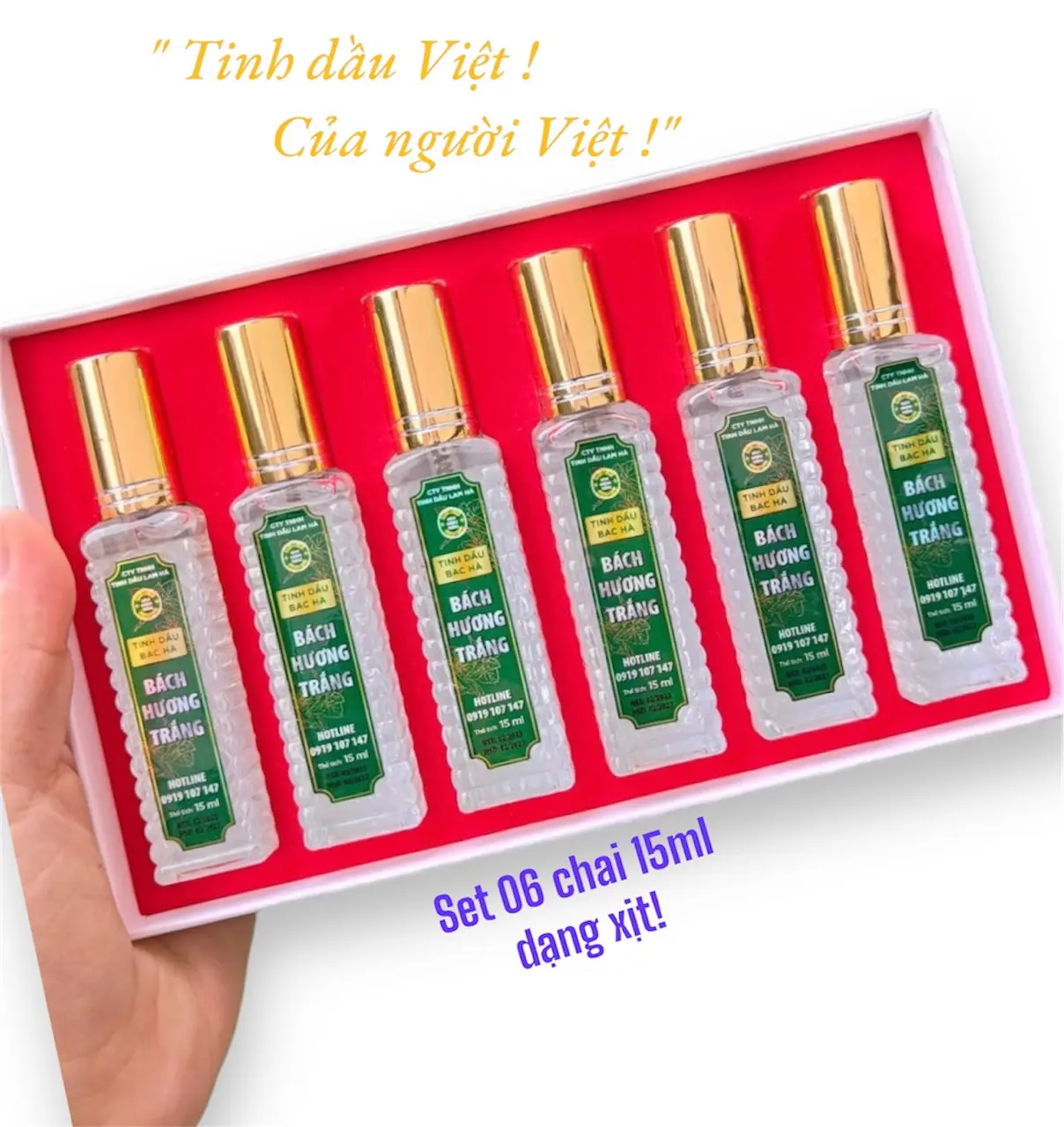 Dầu bạc hà BÁCH HƯƠNG TRẮNG 15ml dạng xịt đánh tan cơn đau nhứt vay gáy, Hỗ trợ giấc ngủ hủ dầuhít tinh
