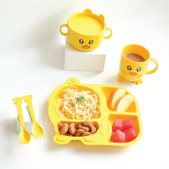 Gambar 1 Set Alat Makan Anak Sekat Motif Bebek  ( Piring + Mangkok + Gelas + Sendok Garpu ) dari Catalina Kitchenware Kota Surabaya 4 Tokopedia