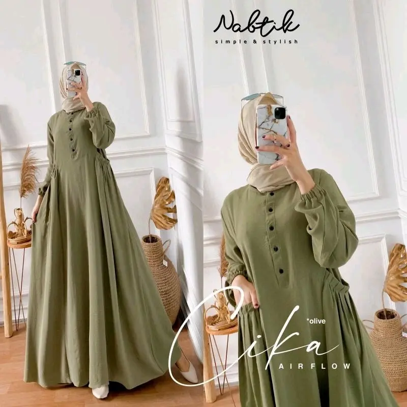 GAMIS CIKA LAGI VIRAL UKURAN JUMBO XXL LD 120 CM CRINKLE Polos Wanita Muslim Nyaman 3
