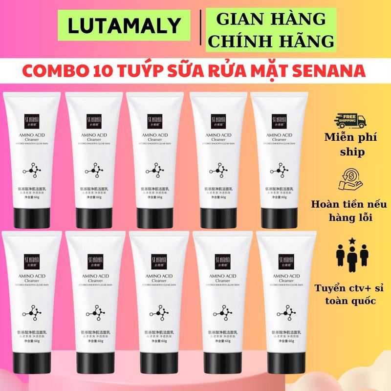 10 tuýp sữa rửa mặt SENANA hỗ trợ làm trắng da ngừa mụn 60g-LUTAMALY Skincare Nữ