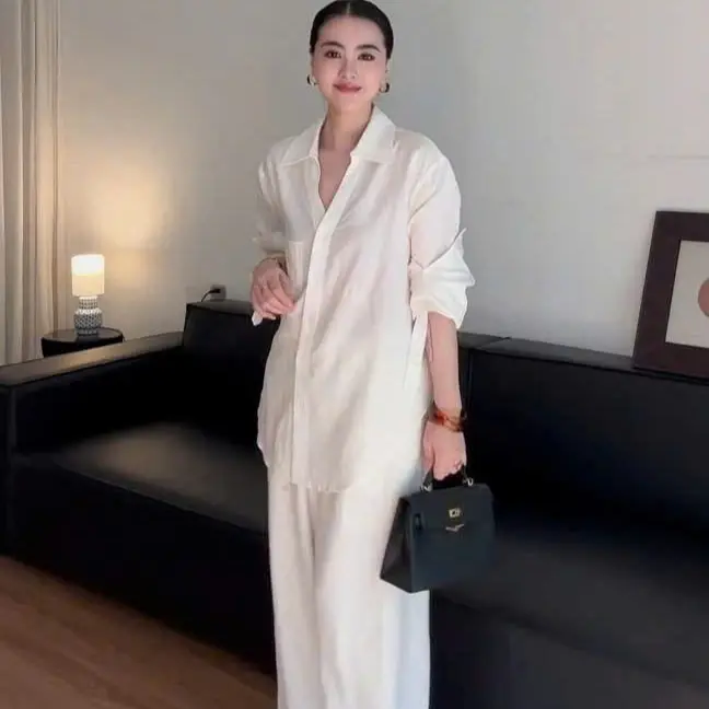 SET đồ nữ sang chảnh  KELSEY K22  kiểu dáng Hàn Quốc bộ quần dài kèm áo sơ mi mặc đi chơi, đi biển, đi du lịch