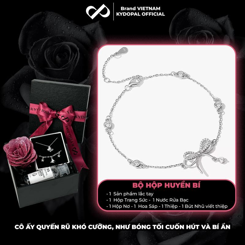 Lắc tay bạc KYDOPAL đính đá hình nơ cá tính trang sức nữ cao cấp ý 925 - PAL9B6L7