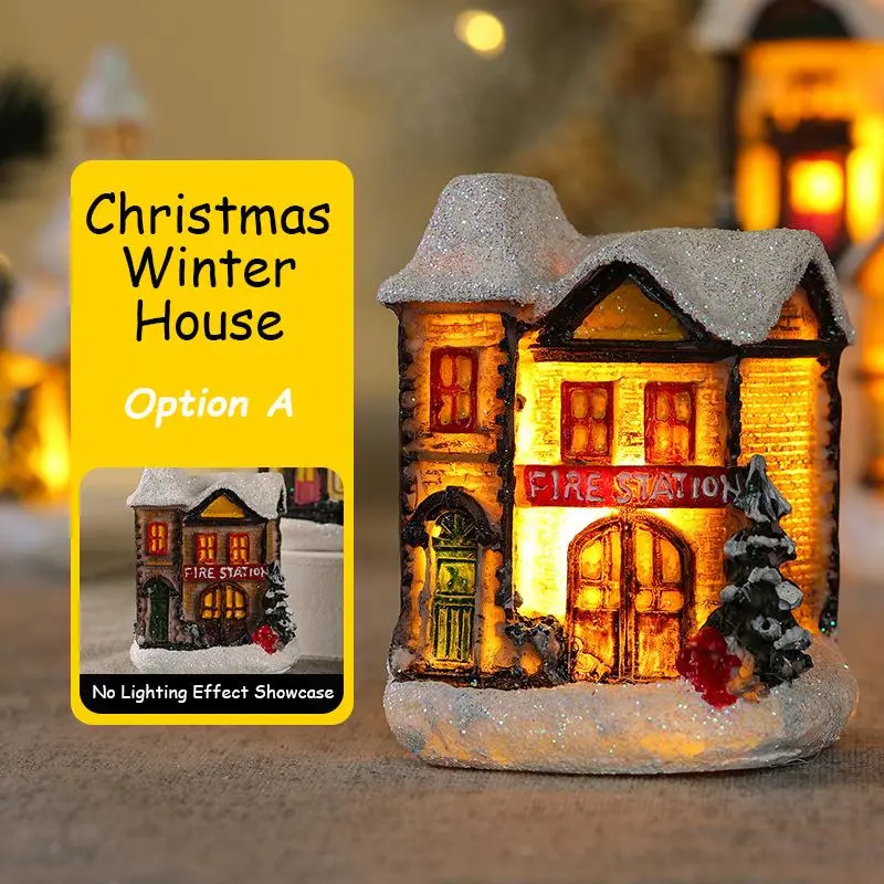 Christmas Winter Village House Design LED Light, Battery Required Christmas House Ornament Light, Indoor Decoration for Home Living Room Bedroom, Christmas Gifts, Santa Presents (Without Battery), Home Decor 4