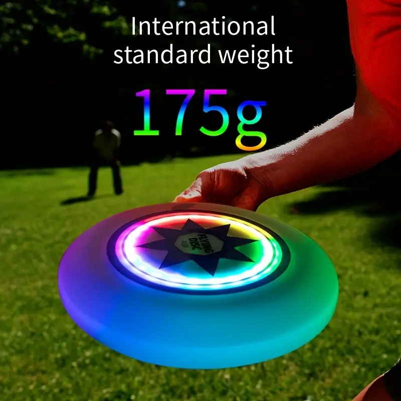 Glow-in-the-Dark LED Frisbee Disc - 8 Color-Changing Modes & Rechargeable Outdoor Toy for Night Games, Family Park Sport Activity with Waterproof Design family  board  games