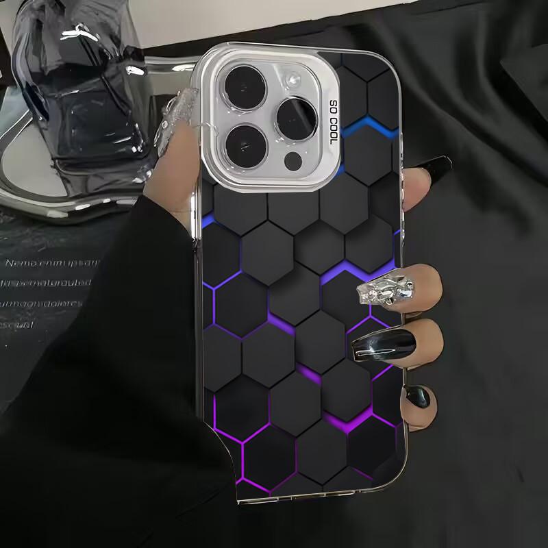 Ốp Điện Thoại Silicon, Thiết Kế Tổ Ong Sáng Tạo, Tương Thích Với iPhone 11, Chống Sốc, Có Bảo Vệ Ống Kính, Ốp Cứng, Tương Thích Với 15, 14, 13, 12, 11Pro Max, 7, 8 Plus, SE 2020, X, XR, XS Max 5