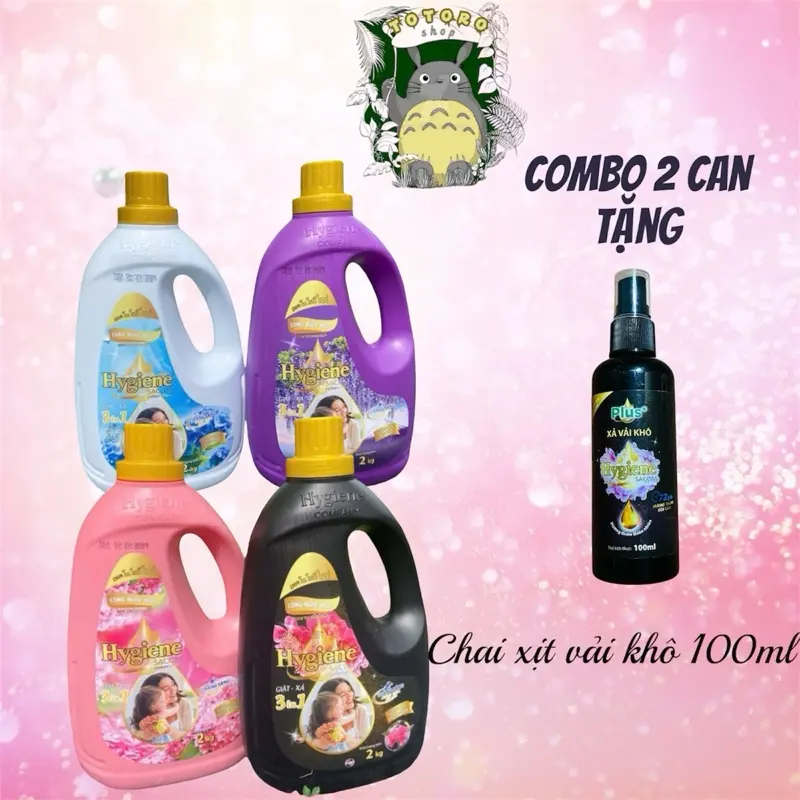 (COMBO 2 CAN tặng 1 chai xịt  vải 100ml) 2kg/can Nước Giặt Hygiene Hàng Việt Nam Công Nghệ 3D Thái Lan lưu hương nước hoa thơm lâu Làm Sạch nước giặt nuoc  xahygiene dodung  giadung nước  giặt nuoc  giac