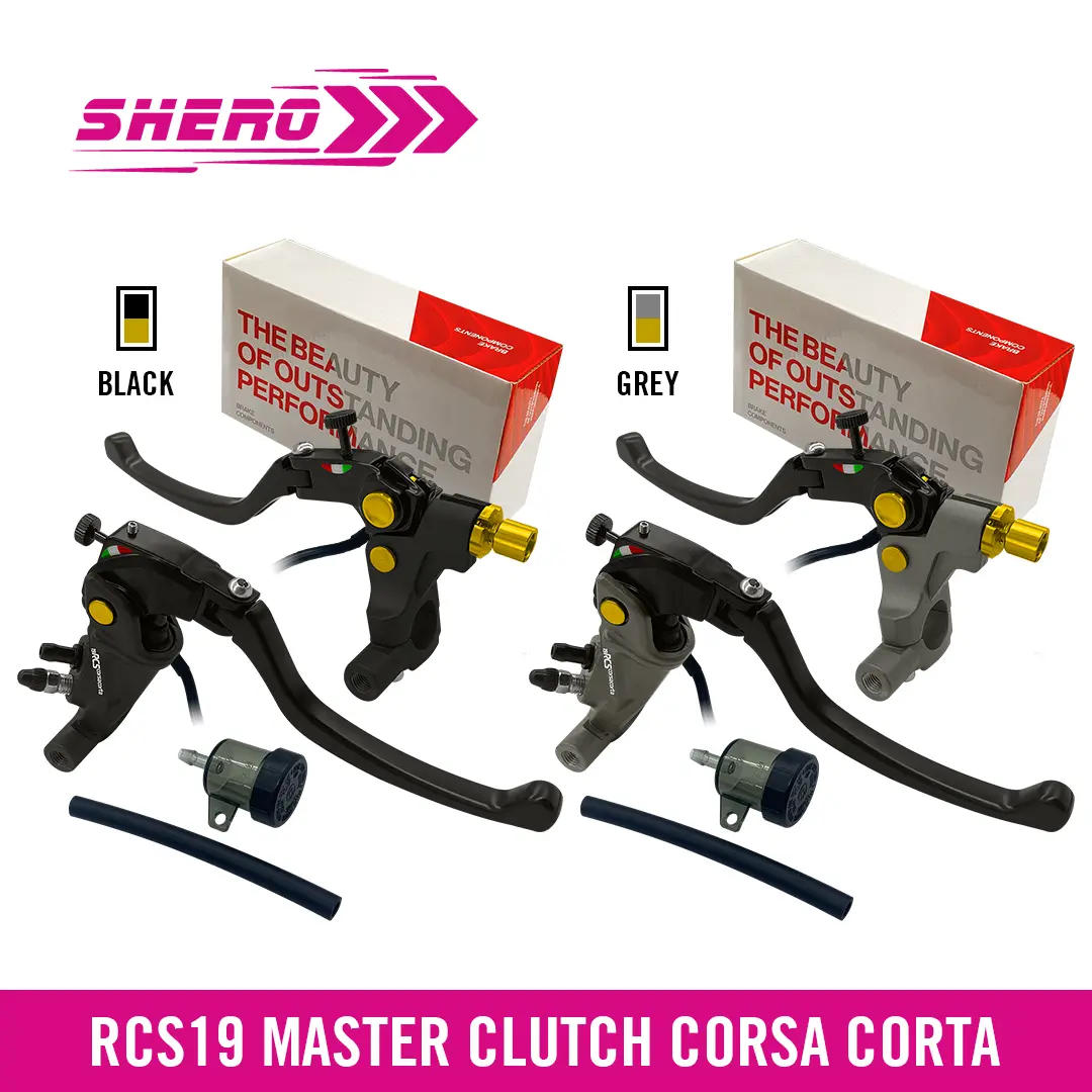 RCS19 Clutch Master Corsa Corta with Fluid Tank & Mirror Clamp Set Made in Italy