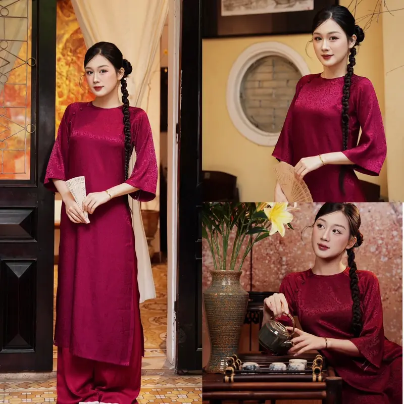 Set áo dài Nhật Hạ form xinh xắn màu sắc nhã nhặn 1
