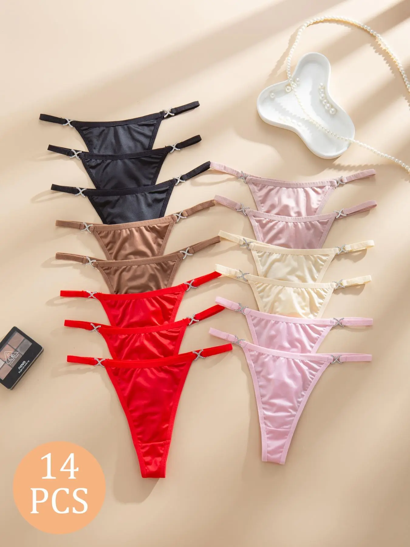 Women's Rhinestone Decor Thong, Soft Comfy Breathable Panty for Daily Wear, Women's Underwear for All Seasons