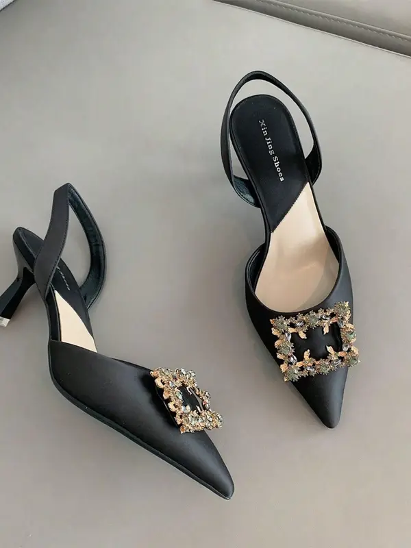 Women's Fashionable Rhinestone Decorated High Heel Sandals, Elegant Pointed Toe Stiletto Heeled Sandals for Party, Daily Clothing Decor for Women & Girls, Footwear 6