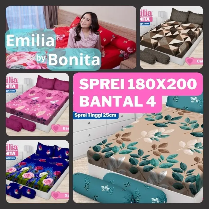 Sprei Emilia By Bonita Ukuran King 180x200 B4 - Bantal 4 Part 2 0