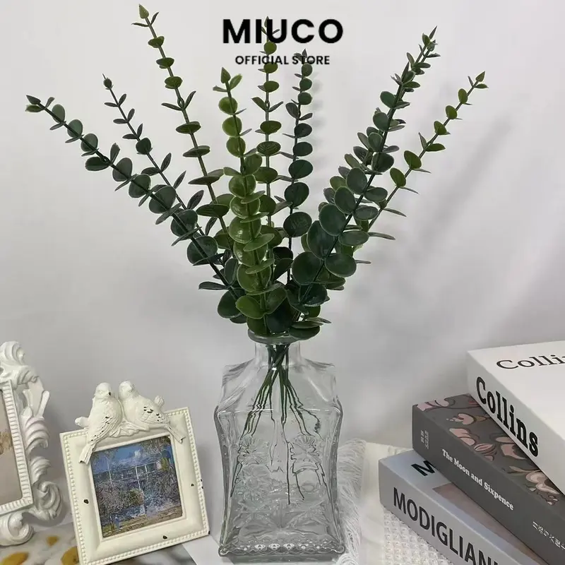 [COD] Miuco - [1 TANGKAI] Artificial Flocking Eucalyptus / Daun Palsu Hijau Dekorasi Florist 1