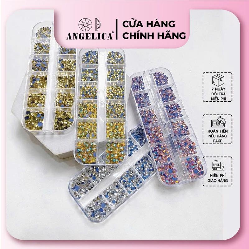 Khay dài 1000v đá chân lưới 12 khía ANGELICA Đá nail cao cấp - Đá chân lưới Chính hãng - full màu 12 khía Nữ Sơn Gel đánail
