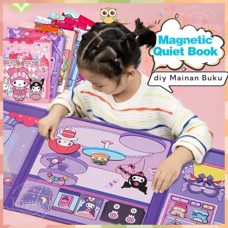 Sanrio Quiet book Cinnamoroll Kuromi Buku Diy Handmade Toys Paper Doll House hand Pom Pom Purin Pochacco Animal House Mainan Edukasi Busy Book Buku Aktifitas Anak Anak Mudah Disusun Bahan kertas Art 60gr Tebal Tidak Mudah Rusak Murah diy Mainan 1