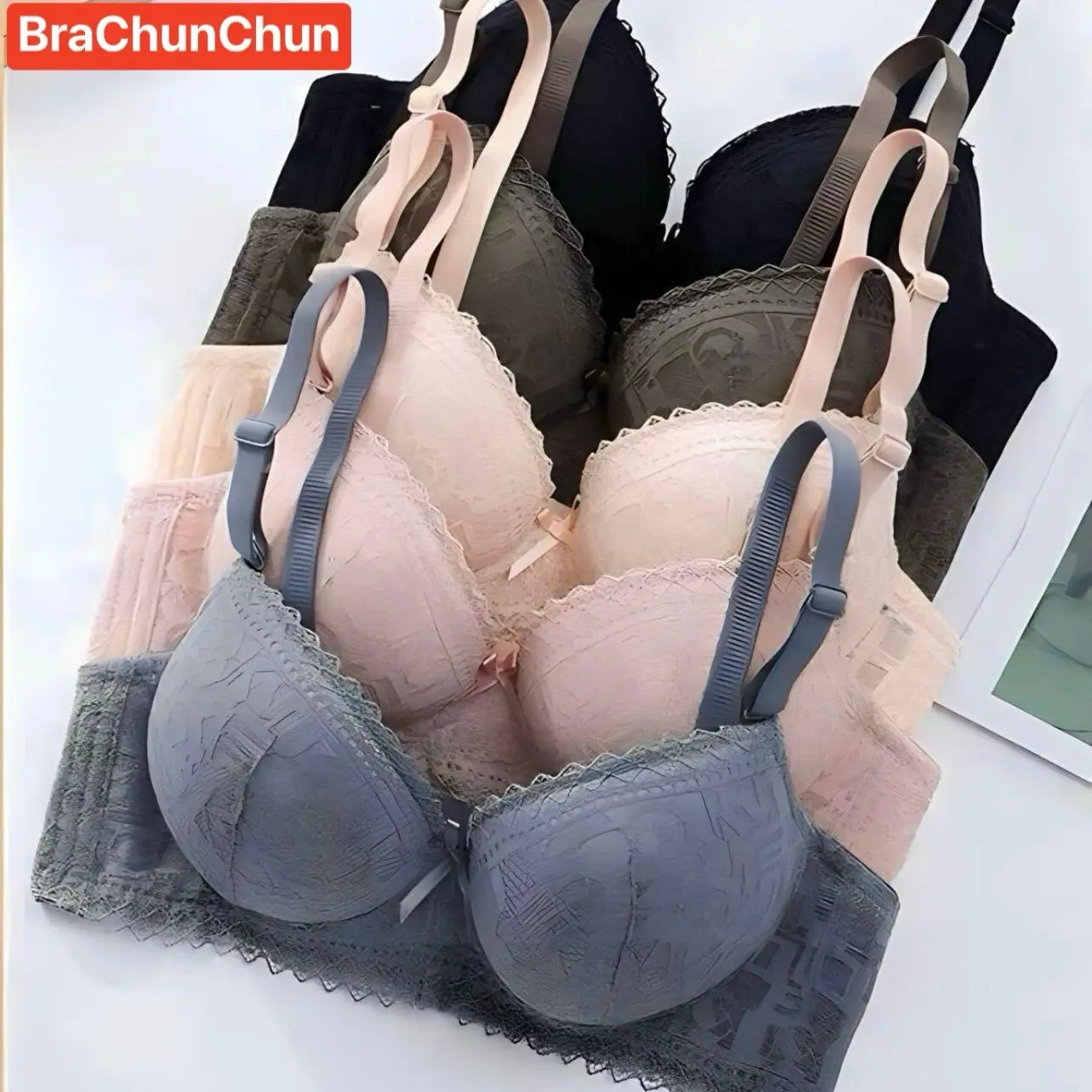 Áo Lót Nữ Bra Ren Không Gọng Đệm Dày 5, 5Cm Nâng Đẩy Hoa Sen Nhung V1. Voi Nho