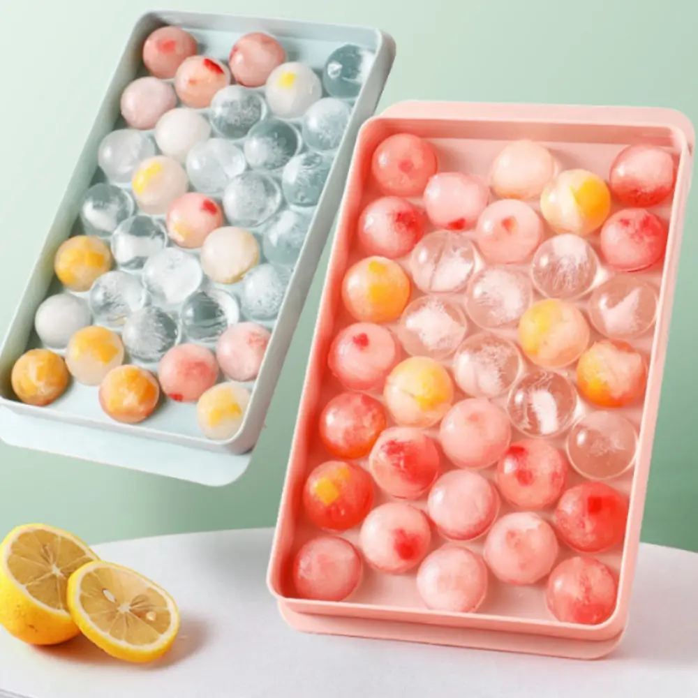 Food Grade 3D Round Summer Ice Cube Tray with Lid Quick Frozen Maker Ice Box Portable DIY Ice Bucket Household