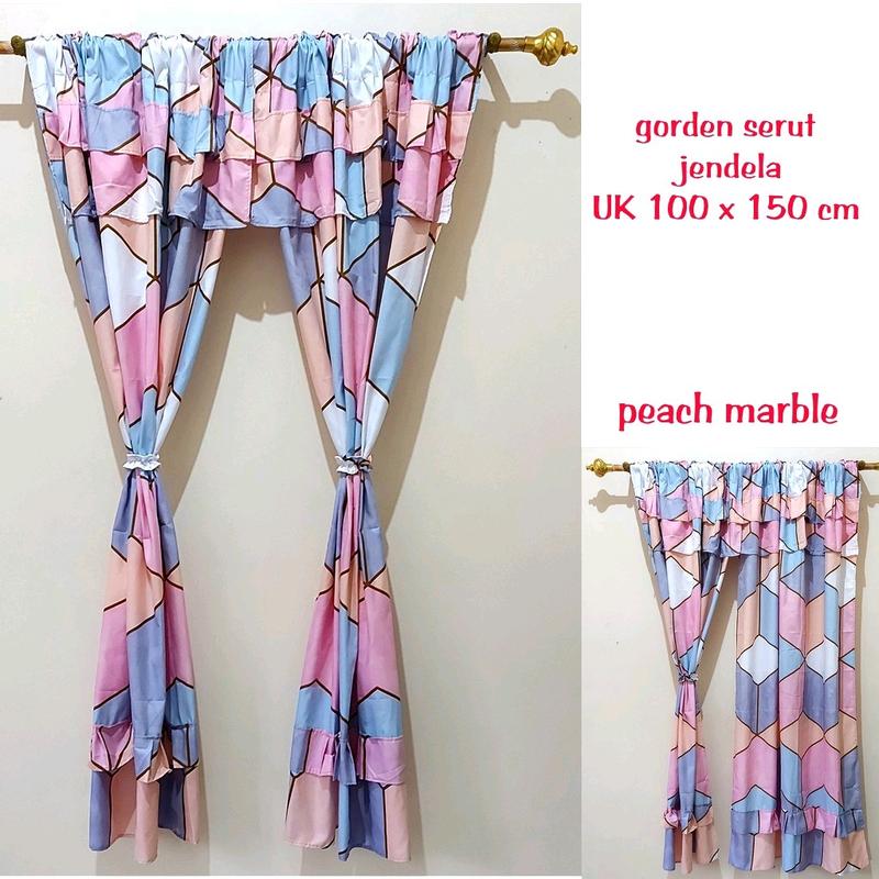 Gorden Serut Jendela Motif Aesthetic Marble Peach Free Ikat Tali Gorden 0