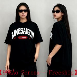 [99K-ÁoSorona - Freeship] Unisex lỏng lẻo T-shirt Bốn mùa tay áo ngắn đường phố chữ in Sorona vải Chất lượng cao siêu cotton cảm giác thoáng khí mồ hôi hấp thụ mềm mại căng thoải mái phiên bản Hàn Quốc thời trang mới