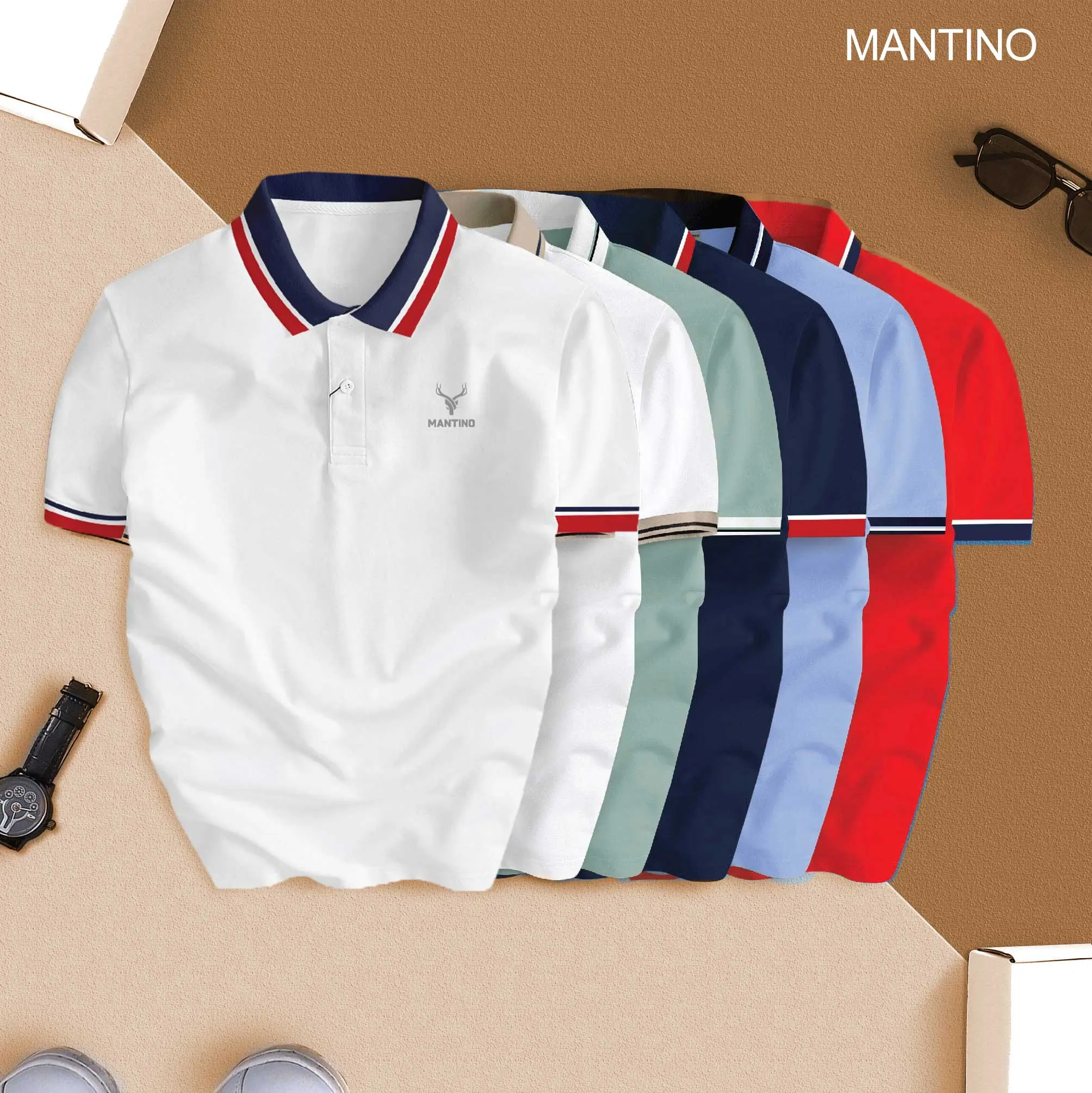 Áo POLO phối cổ sang trọng MANTINO mềm mịn, form gerular vừa vặn, trẻ trung, đơn giản Menswear Top