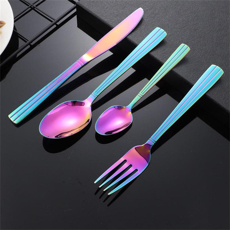 Dessert Spoons Hotel Western Steak  and Fork Set Western Tableware , Fork, Spoon, Coffee Spoon, Set of 4 Kitchen Cutlery Stainless Steel Cutlery 1