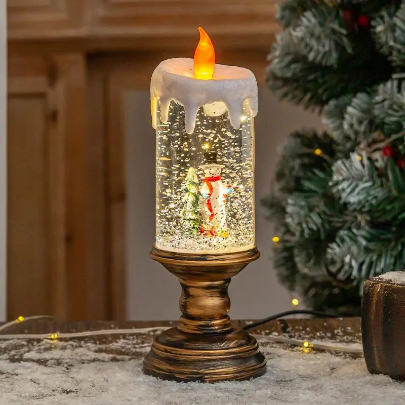 Candles Design LED Candle Light, 1 Count Battery Powered Flickering Flameless Candle Light, Glittering Spinning Candle Light for Christmas Decorations, the Range LED Candle 2