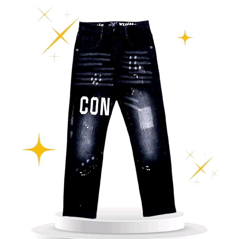 Quần Jean Sai NHỠ TỪ 30kg_50kg Màu đen hai khóa đầu gối Menswear Nam Pants Có Túi Tre 1