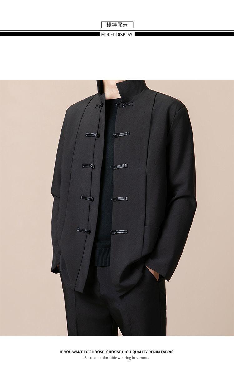 Product Introduction of New Chinese Style Men's Stand Collar Zhongshan Suit Retro Niche Button Wedding Chinese Style Tang Suit Jacket Set Elegant Trendy Women 22