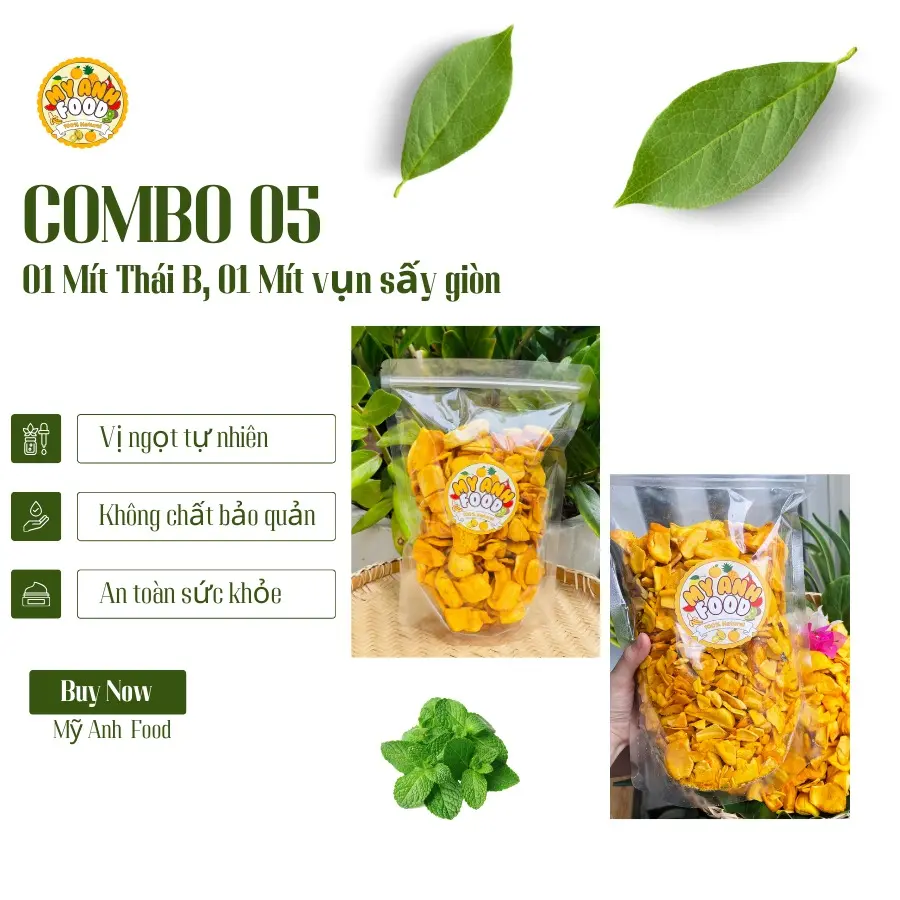 COMBO 05 - 01 Túi Mít vụn loại 500g, 01 Túi Mít B 400g SẤY GIÒN - MỸ ANH FOOD