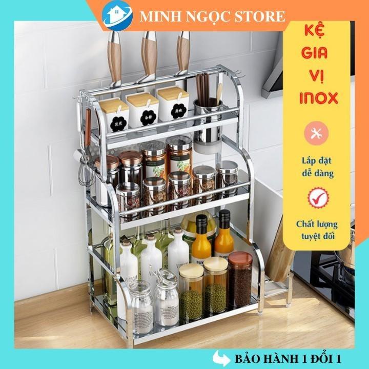 Kệ Inox đựng gia vị nhà bếp nhiều tầng đa năng tiện dụng - Kệ đựng cao cấp chống han gỉ Ecohomevn Treo Tường Kitchen keg i 2 tang hop dung bep