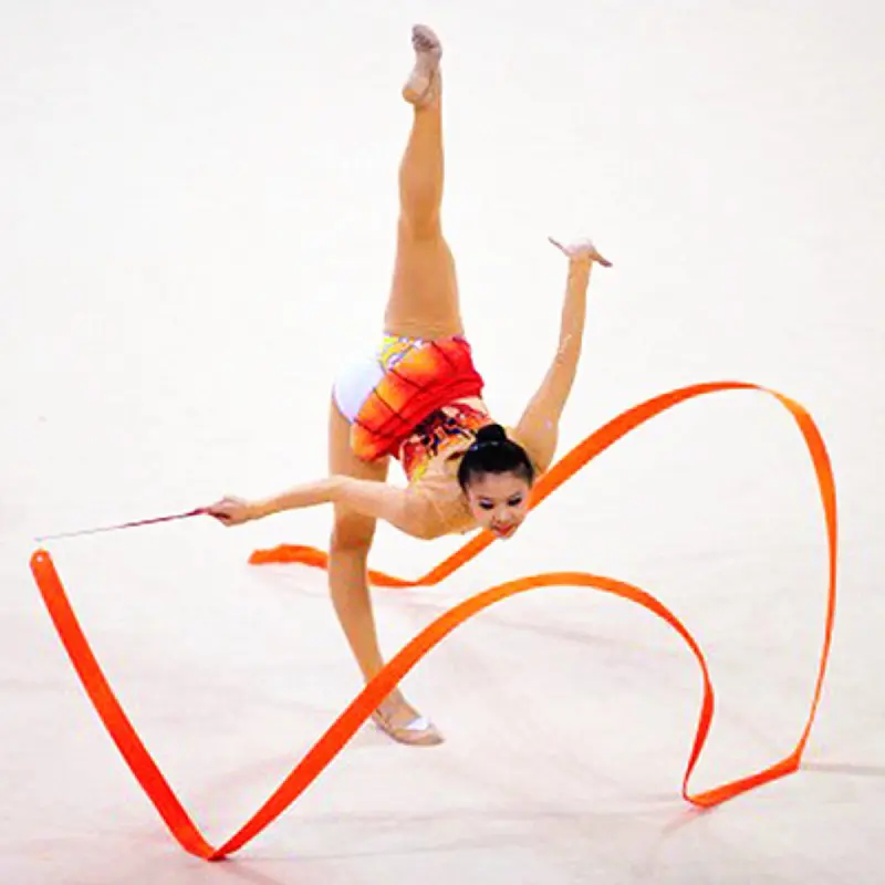 Ribbon stick 2m pita senam ritmik dengan Tongkat twirling Tongkat Tari Sutra Pita Balet Senam Ritmik 6
