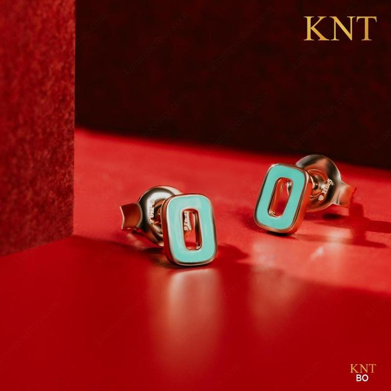 Hoa tai vàng  10k “Sea LA Vie”  tráng men - Bộ chữ cá nhân hóa theo tên Đính đá cao cấp CZ kèm chốt vàng [Kim Ngọc Thủy] 7