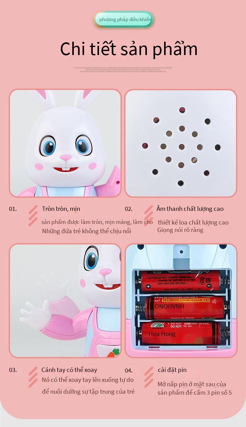 Product Introduction of Robot Thỏ Nhảy Hát Bài Hát Thỏ Điện Tử Âm Nhạc Động Vật Robot Đánh Trống Với Đèn LED Đồ Chơi Thú Cưng Điện Dễ Thương Quà Tặng Sinh Nhật Cho Trẻ Em điều  ước  của  thỏ  robot 2