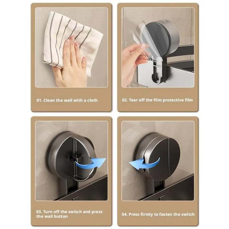 Giá Để Cốc Hút Nhà Vệ Sinh, Giá Để Đồ Phòng Tắm, Hình Tam Giác, Không Cần Thủng, Giá Để Đồ Góc, Hút, G9B5 5