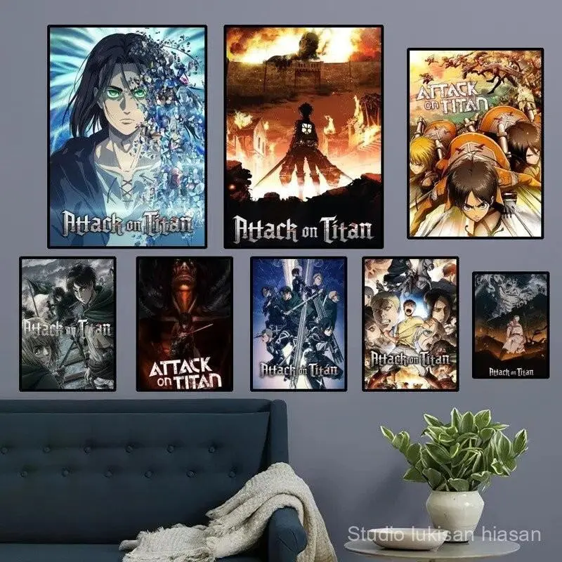 Áp Phích Attack On Titan, Trang Trí Phòng Gia Đình, Phòng Khách Và Phòng Ngủ, Nghệ Thuật Thẩm Mỹ, Tranh Treo Tường, Hình Dán Decor Tường